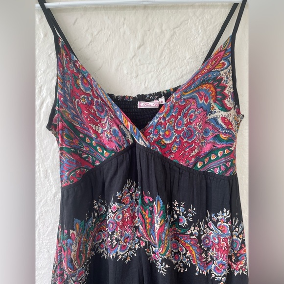 Pura Vida Fully Lined Sleeveless Long Flowy Black / Floral Maxi Dress; size 8 - Picture 2 of 8